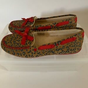 UGG Moccasins Brown and Red with Leopard Print